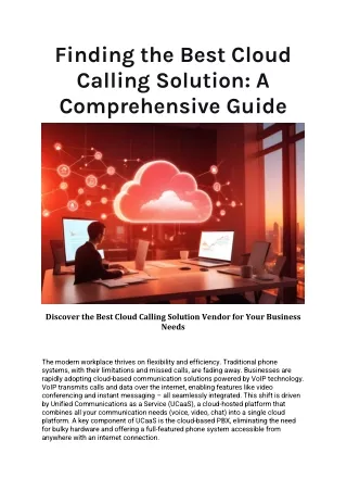 Finding the Best Cloud Calling Solution