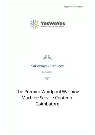 The Premier Whirlpool Washing Machine Service Center in Coimbatore