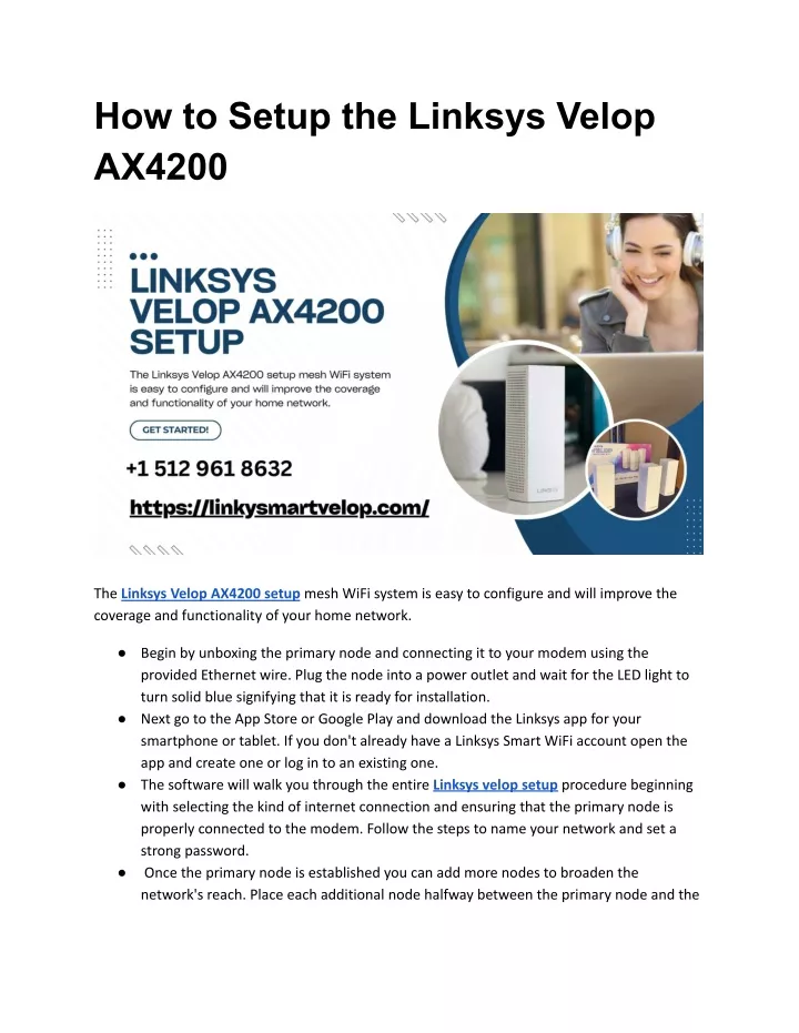 how to setup the linksys velop ax4200