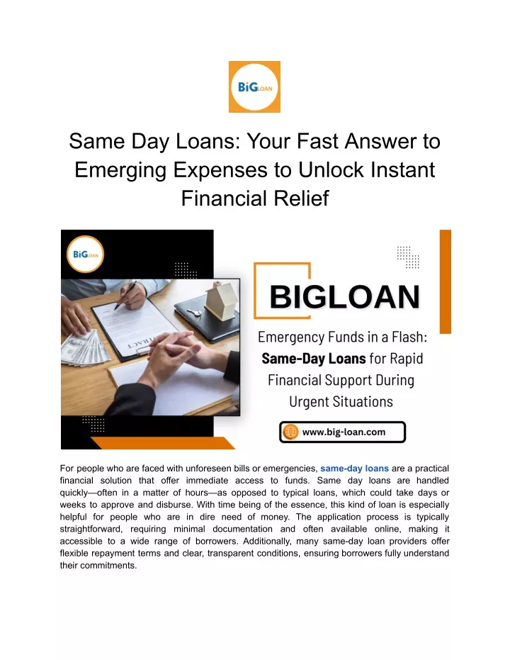 same day loans your fast answer to emerging