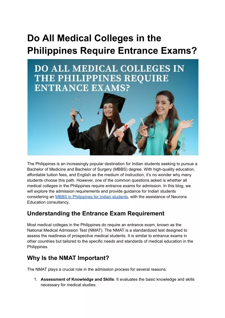 do all medical colleges in the philippines