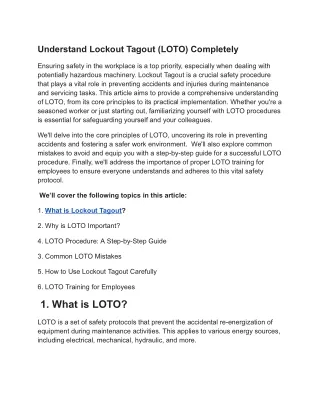 understand lockout tagout loto completely