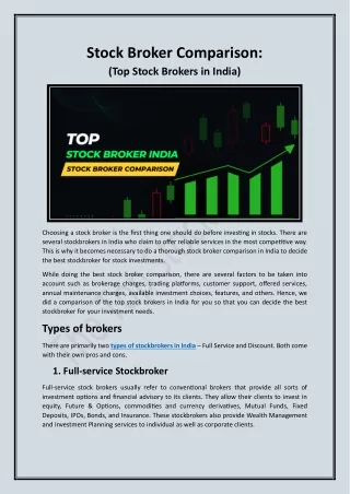 Stock Broker Comparison: Top Stock Brokers in India