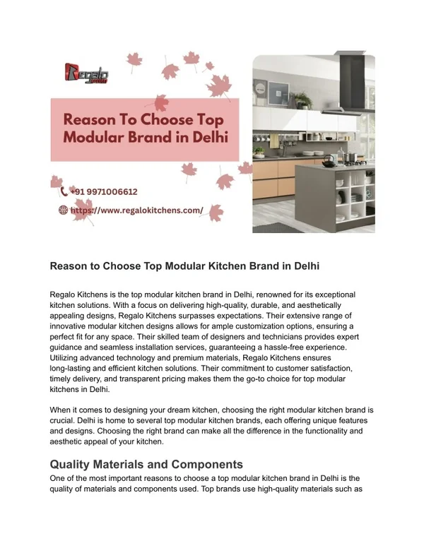 PPT - Top Reasons to Choose a Modular Kitchen Brand in Delhi PowerPoint ...