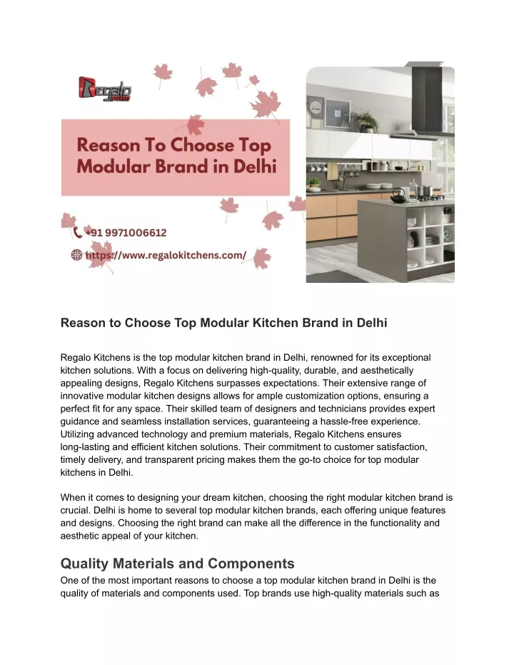 reason to choose top modular kitchen brand