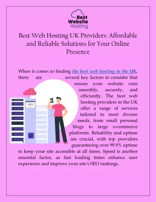 Best Web Hosting UK Providers Affordable and Reliable Solutions for Your Online Presence