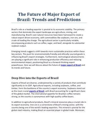 The Future of Major Export of Brazil Trends and Predictions