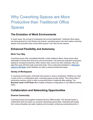 Why Coworking Spaces are More Productive than Traditional Office Spaces