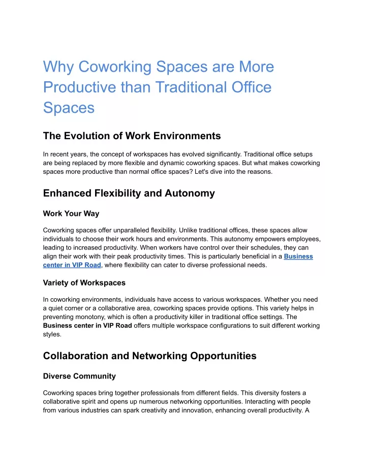 why coworking spaces are more productive than