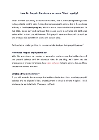 how do prepaid reminders increase client loyalty
