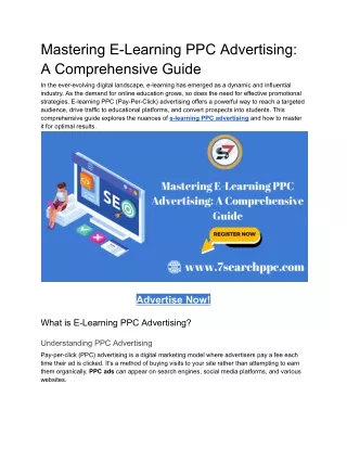 mastering e learning ppc advertising