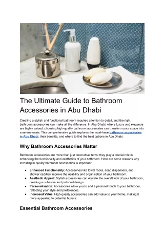 The Ultimate Guide to Bathroom Accessories in Abu Dhabi