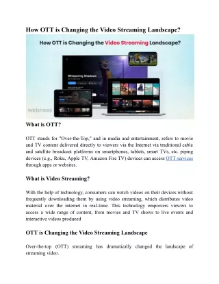 How OTT is Changing the Video Streaming Landscape