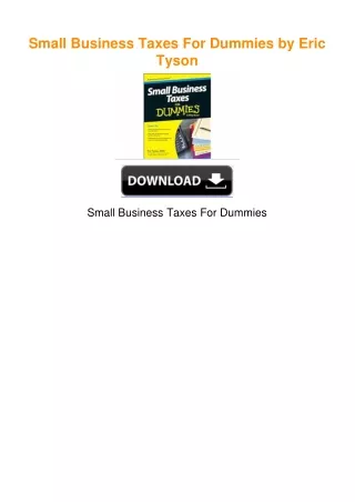 Small Business Taxes For Dummies by Eric Tyson