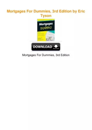 Mortgages For Dummies, 3rd Edition by Eric Tyson