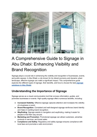 A Comprehensive Guide to Signage in Abu Dhabi