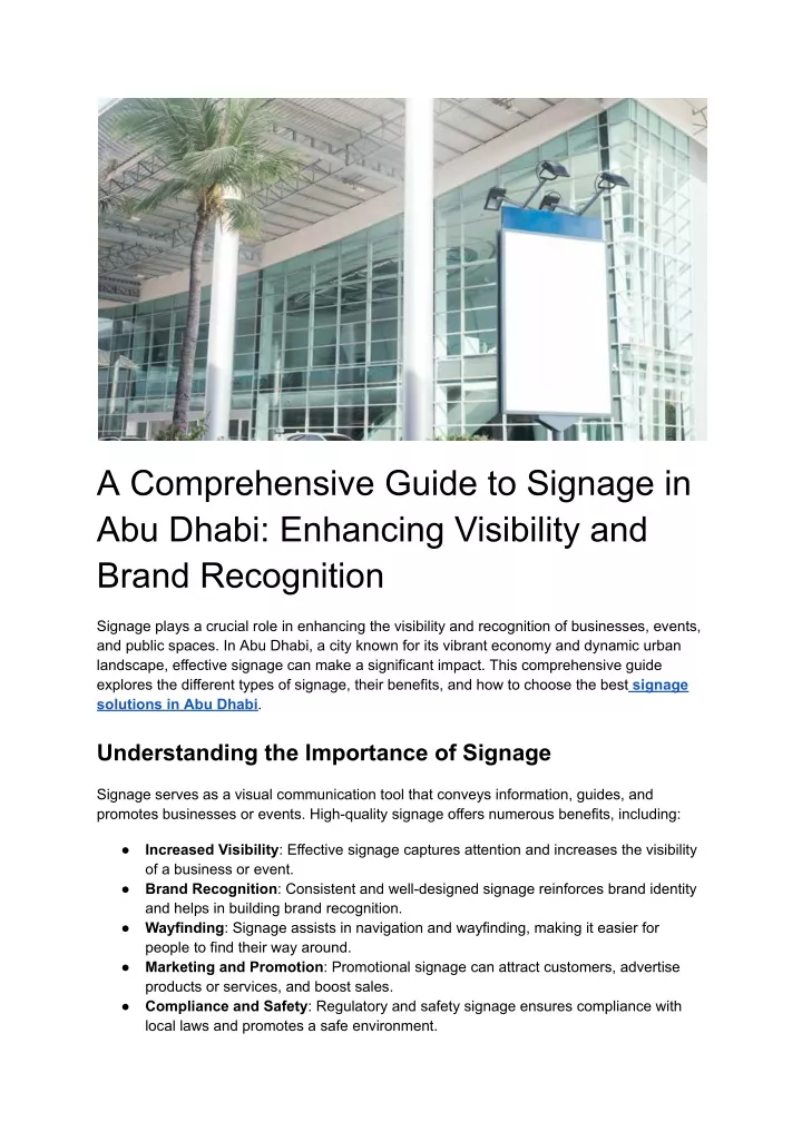 a comprehensive guide to signage in abu dhabi