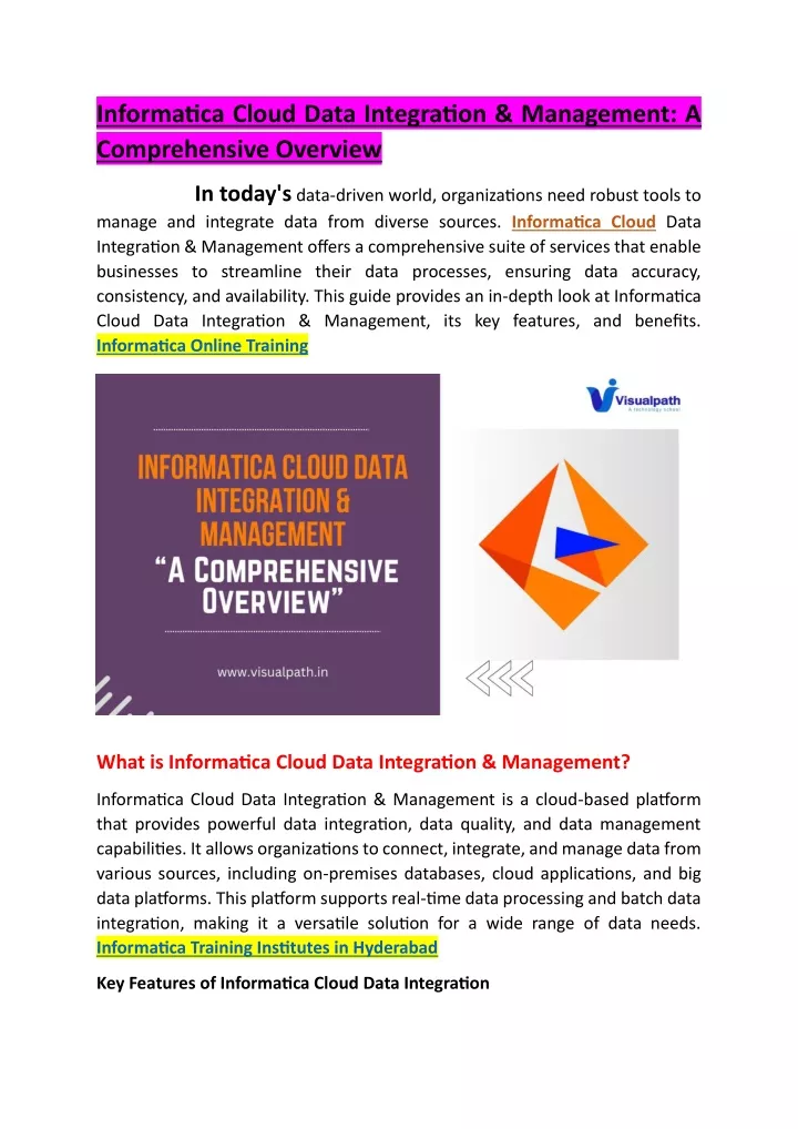 informatica cloud data integration management