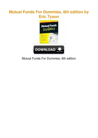 Mutual Funds For Dummies, 6th edition by Eric Tyson