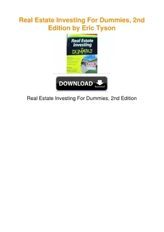 Real Estate Investing For Dummies, 2nd Edition by Eric Tyson