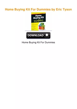 Home Buying Kit For Dummies by Eric Tyson