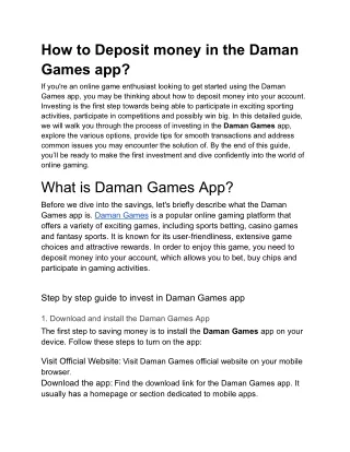 how to deposit money in the daman games app