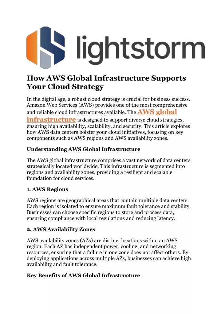 how aws global infrastructure supports your cloud