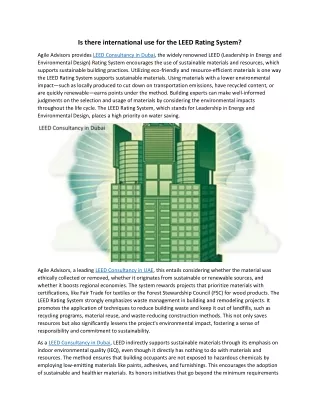 is there international use for the leed rating