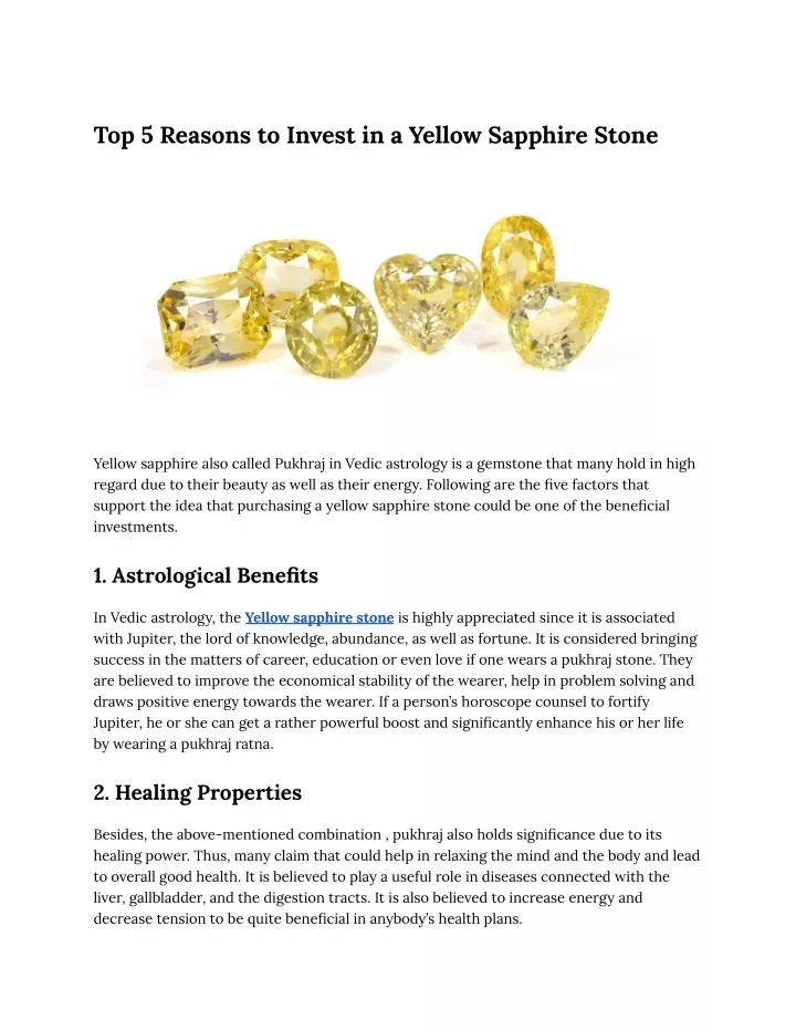 top 5 reasons to invest in a yellow sapphire stone