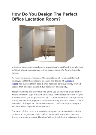 How Do You Design The Perfect Office Lactation Room