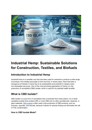 Industrial Hemp_ Sustainable Solutions for Construction, Textiles, and Biofuels