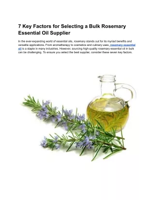 7 Key Factors for Selecting a Bulk Rosemary Essential Oil Supplier