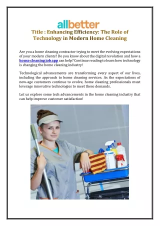 Enhancing Efficiency: The Role of Technology in Modern Home Cleaning