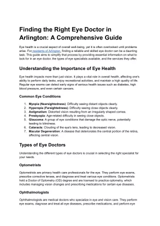 Finding the Right Eye Doctor in Arlington_ A Comprehensive Guide