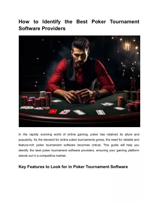 How to Identify the Best Poker Tournament Software Providers