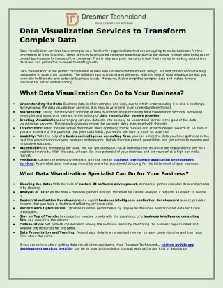 Data Visualization Services to Transform Complex Data