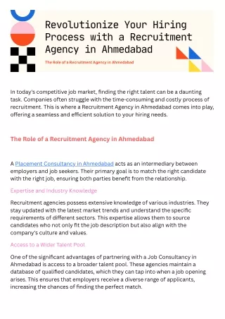 Revolutionize Your Hiring Process with a Recruitment Agency in Ahmedabad