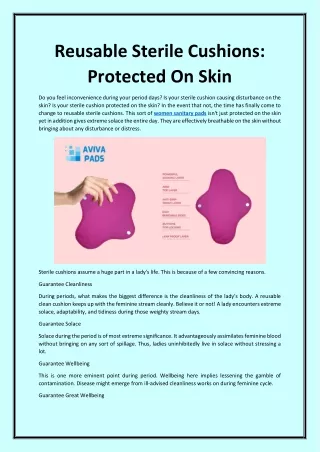 Reusable Sterile Cushions: Protected On Skin