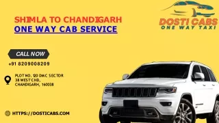 Shimla to Chandigarh One Way Cab Service