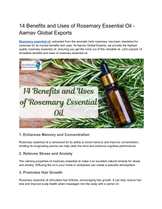 14 Benefits and Uses of Rosemary Essential Oil - Aarnav Global Exports