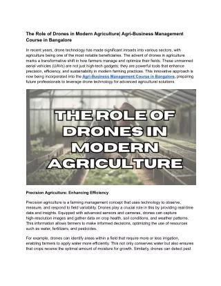 The Role of Drones in Modern Agriculture_ Agri-Business Management Course in Bangalore