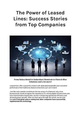 The Power of Leased Lines Success Stories from Top Companies