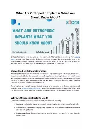 What Are Orthopedic Implants What You Should Know About