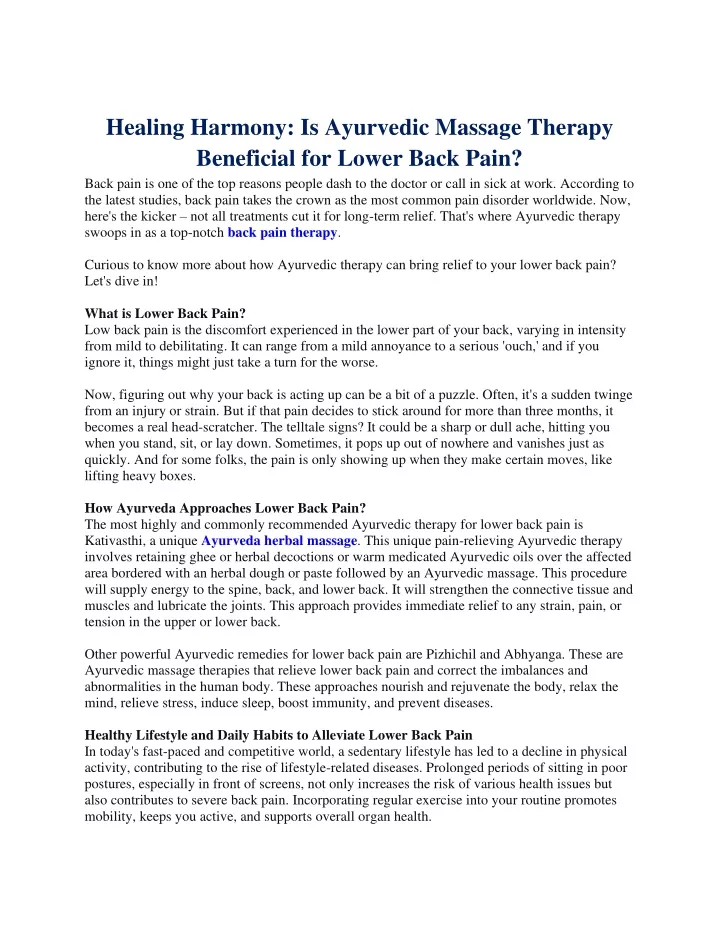 healing harmony is ayurvedic massage therapy