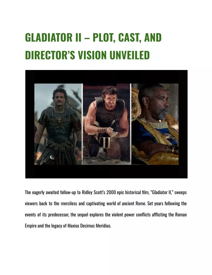 gladiator ii plot cast and director s vision