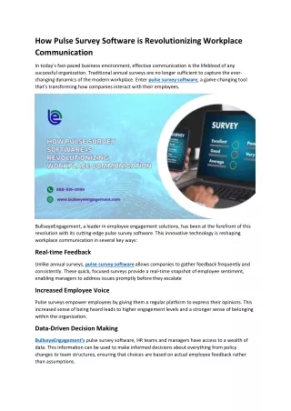 How Pulse Survey Software is Revolutionizing Workplace Communication