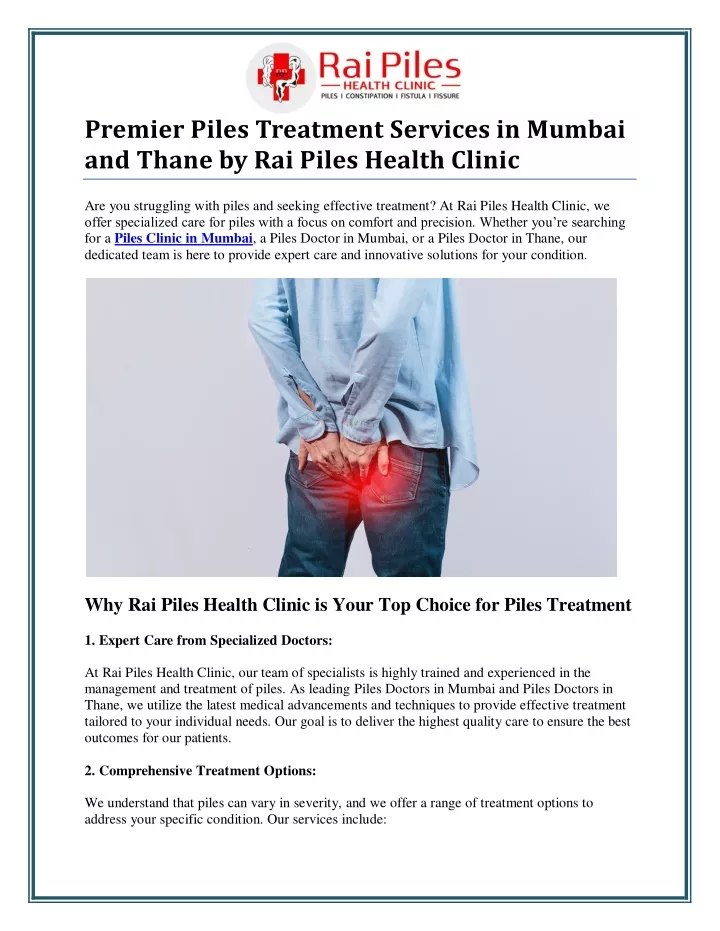 premier piles treatment services in mumbai