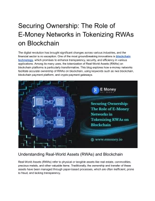 Securing Ownership_ The Role of E-Money Networks in Tokenizing RWAs on Blockchain