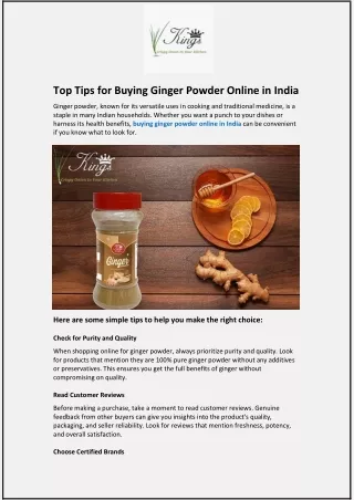 Top Tips for Buying Ginger Powder Online in India