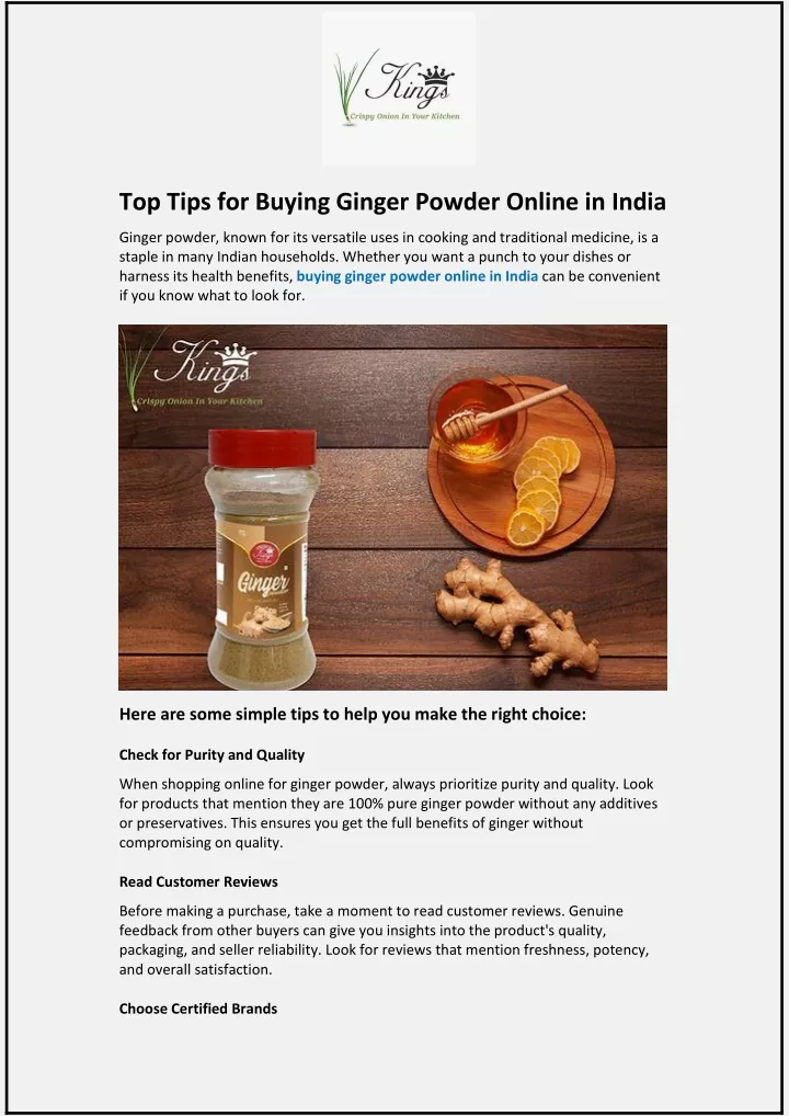 top tips for buying ginger powder online in india